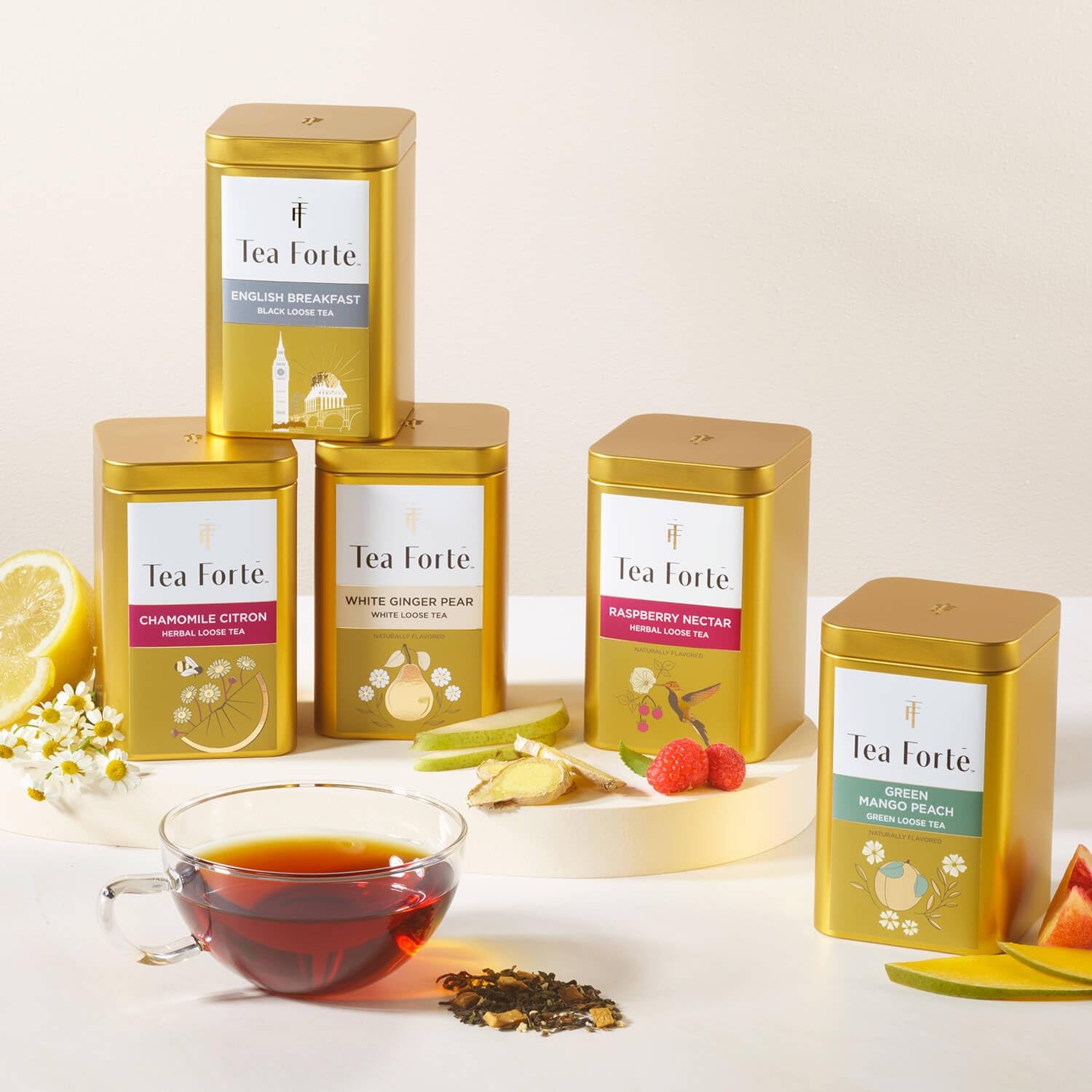 Tea Forte Raspberry Nectar Premium Loose Leaf Caffeine-Free Herbal Tea Blend …