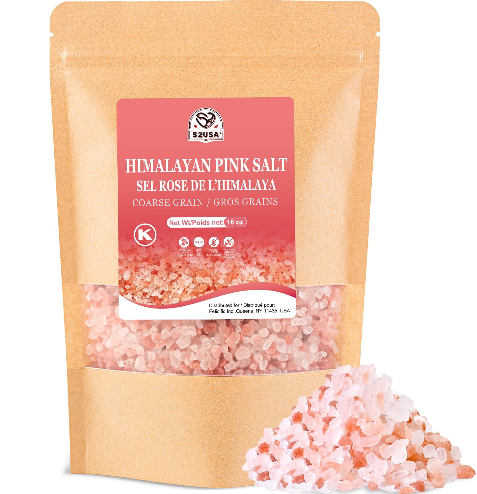 52USA Himalayan Pink Salt Coarse, Coarse Grain 1 lb, 16 Ounce (Pack of 1)