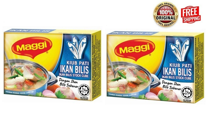 Real Anchovies Maggi Ikan Bilis Stock Upgrade Taste Dishes from 2 Packs 12 Cubes