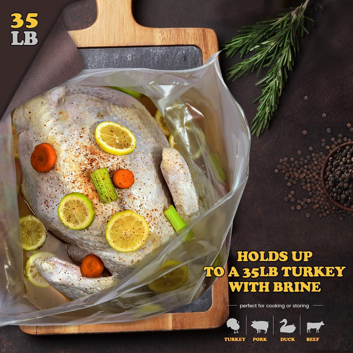 Brining Bag, 26″×22″, 2 Pack, Extra Large Turkey Brine Bag with 2 Strings and 2