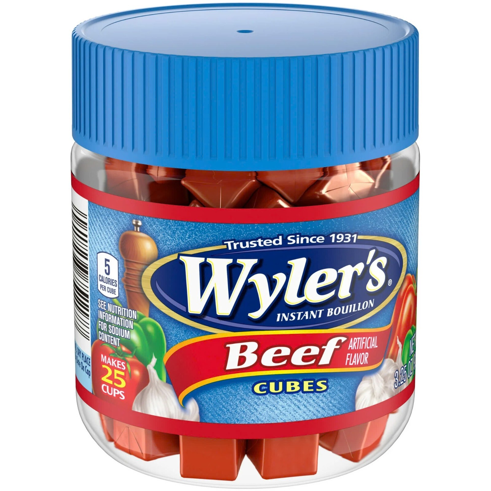 Wyler’s Instant Bouillon Beef + Chicken Flavored Cubes, 3.25 oz x 2 Jars