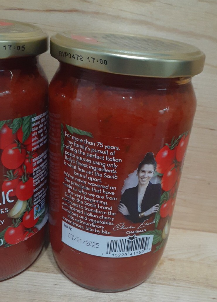 2 JARS: SACLA ITALIA Whole Cherry Tomatoe ROASTED GARLIC Sauce 24z NON GMO ITALY