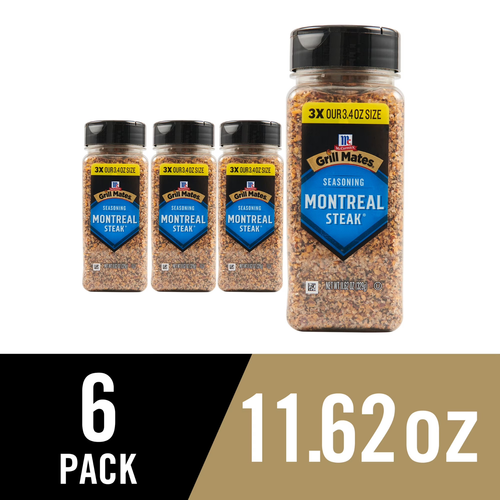 (6 pack) Grill Mates Montreal Steak Seasoning, 11.62 oz Bottle