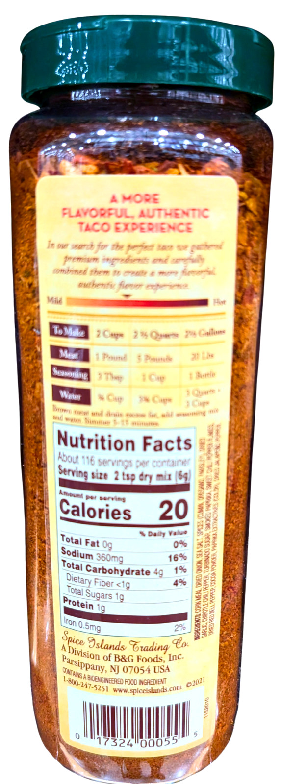 Spice Islands Premium Taco Seasoning 24.5 Oz EXP 04/2028