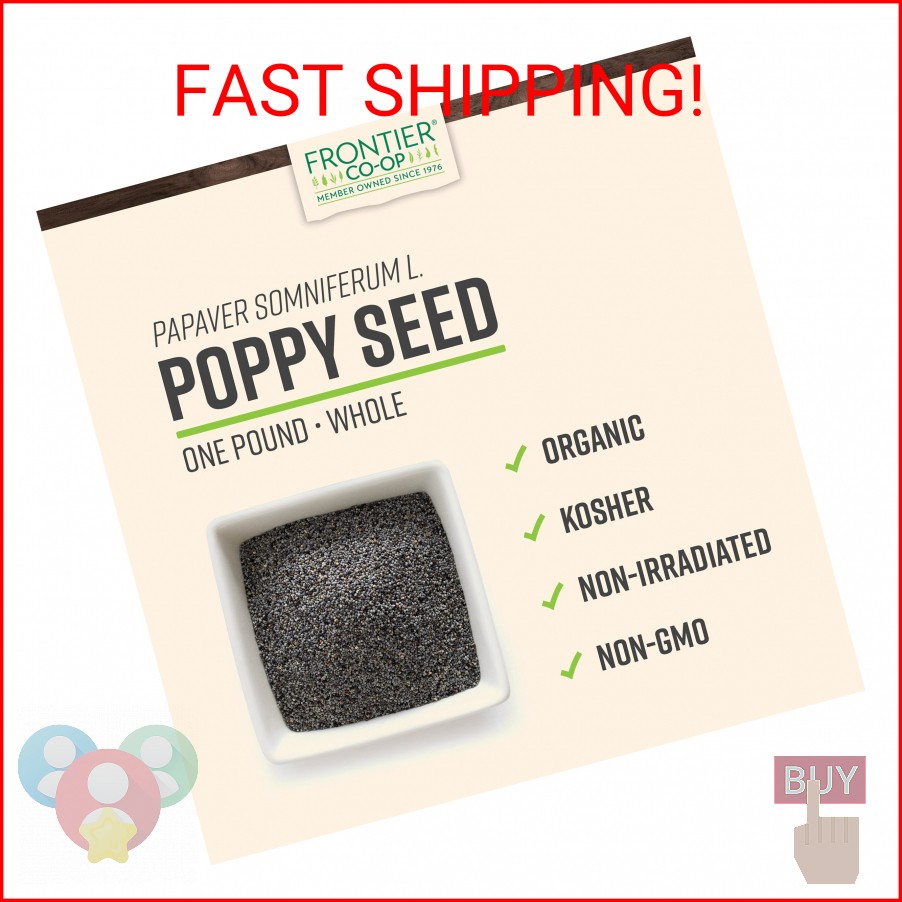 Frontier Co-op Organic Whole Poppy Seed – Poppy Seeds for Baking, Salad Dressing