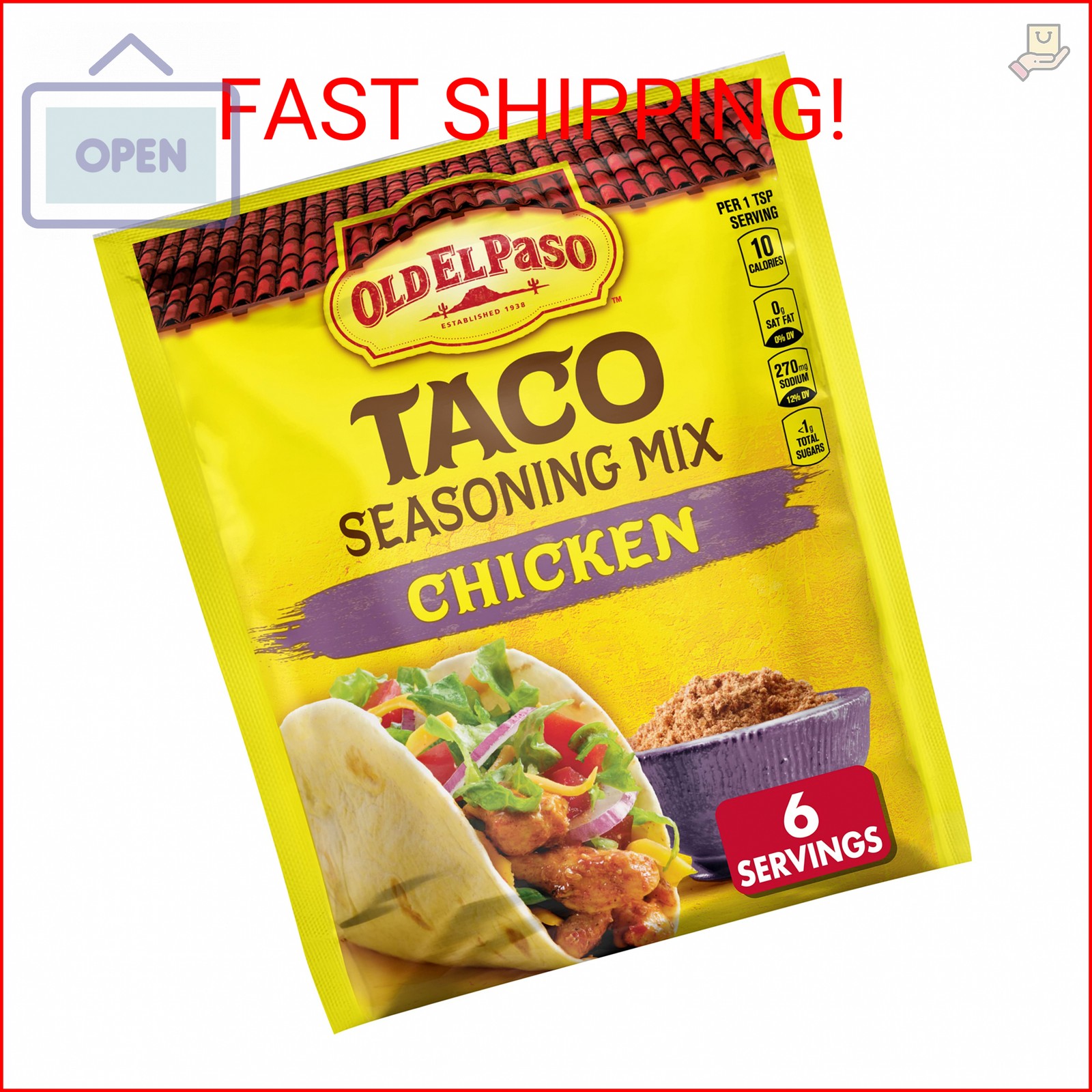 Old El Paso Chicken Taco Seasoning Mix, Meal Prep, Spices and Seasonings, 0.85 o