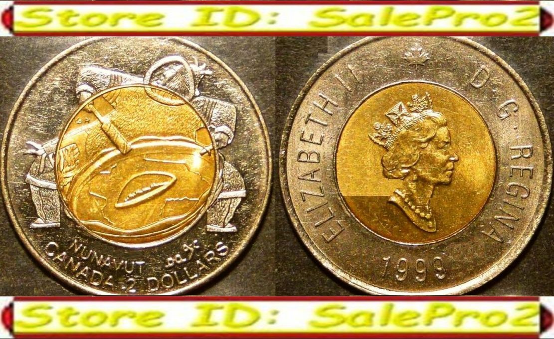 CANADA 1999 CANADIAN INDIANS NUNAVUT TOONIE QUEEN ELIZABETH II $2 DOLLAR COIN