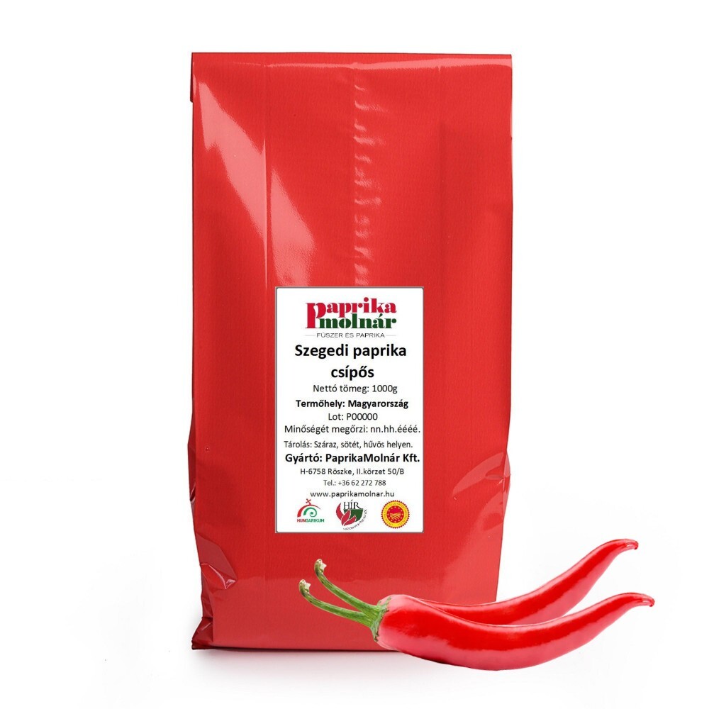 Szeged Ground Hot Paprika Powder, Hungarian Spicy Pepper Seasoning, Molnar 1000g