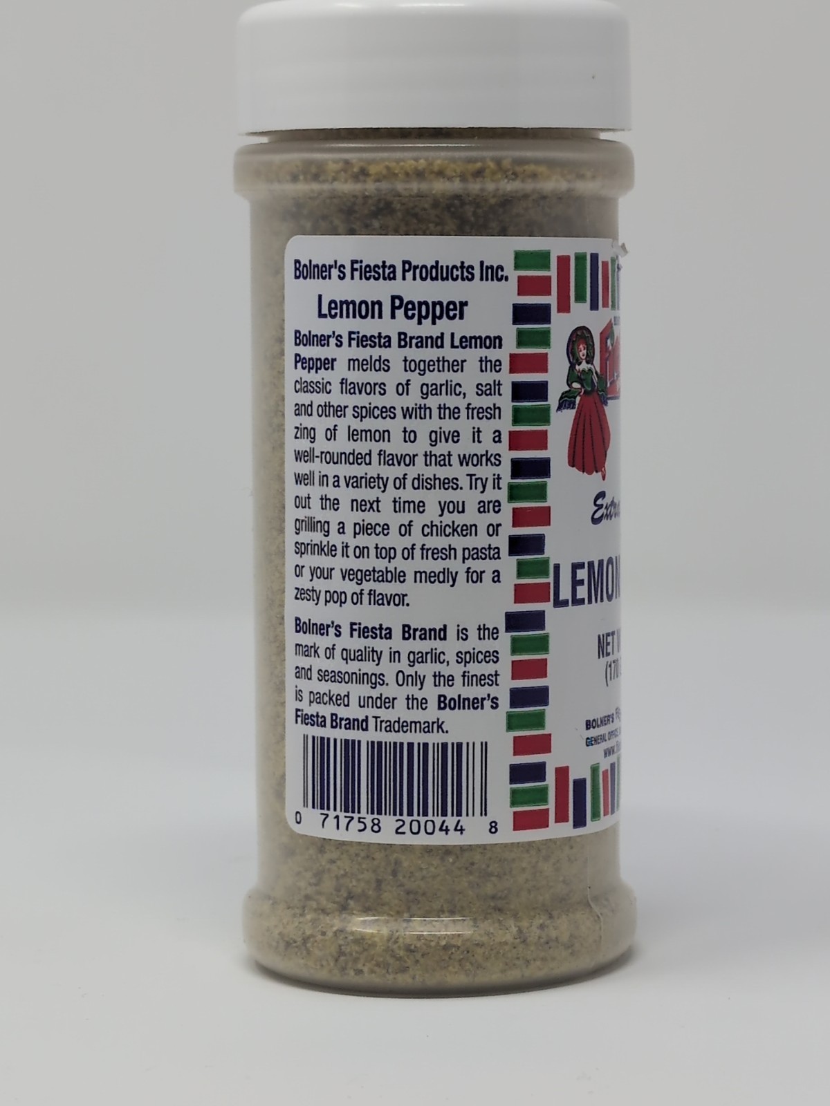 Bolner’s Fiesta Extra Fancy Lemon Pepper 6 Ounce Plastic Shaker