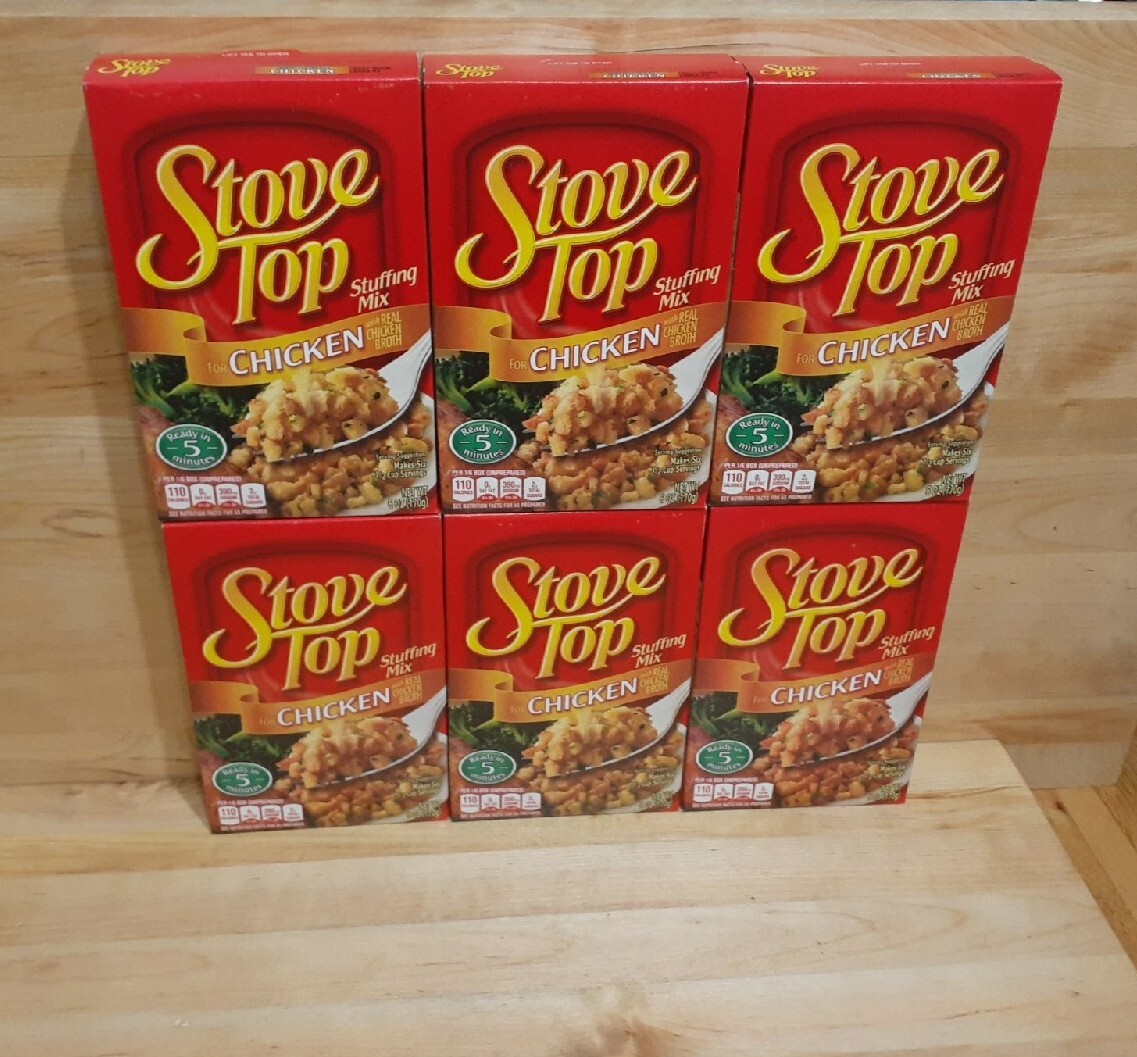 6 PACK: KRAFT Stove Top Chicken Stuffing Mix 6z Real Broth 0 Sat Fat 6 Servings