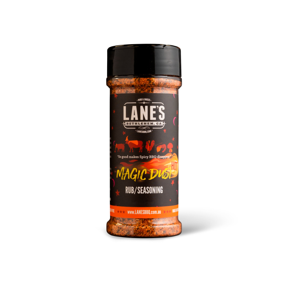 Lane’s Magic Dust Hot Small Shaker Size BBQ Rub Seasoning 124 grams