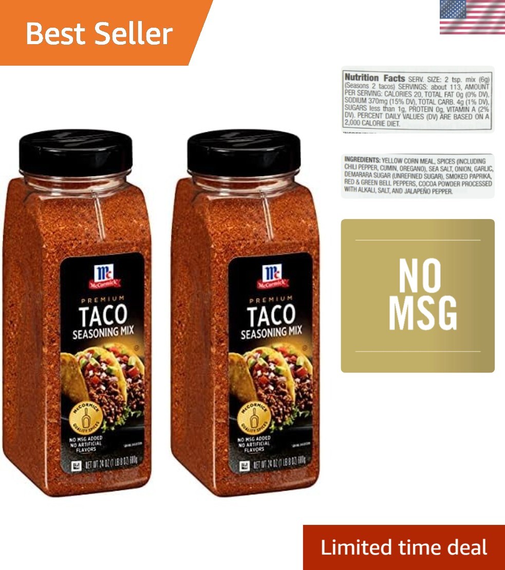 Premium Taco Seasoning Mix, 24 oz Pack of 2 – No MSG & Family-Friendly Flavor