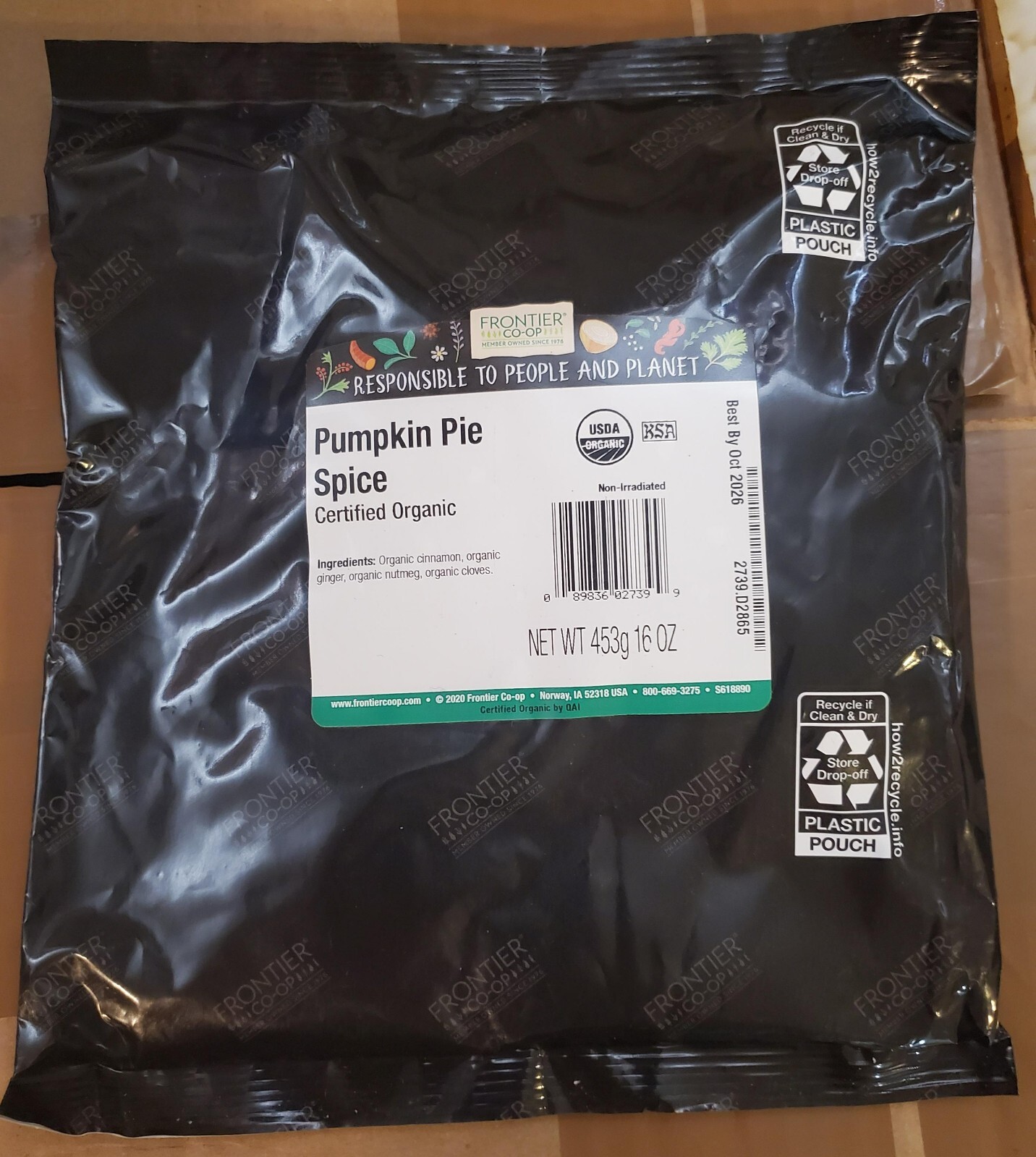 NEW Frontier Pumpkin Pie Spice Certified Organic 1 Lb Bulk – Best By Oct 2026