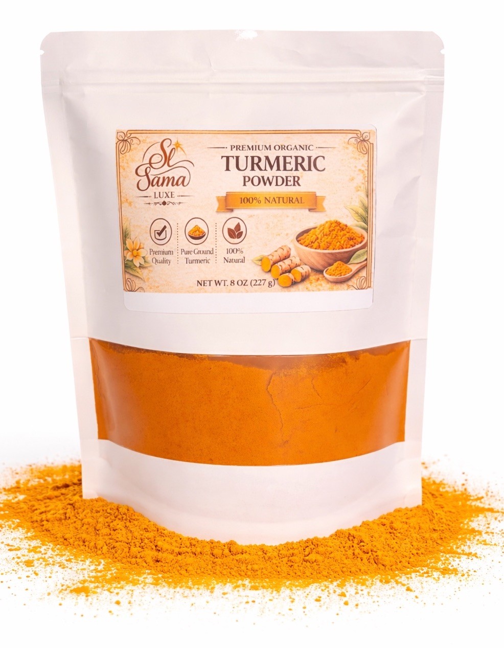 Sama Luxe Organic Turmeric Powder 100% Natural 8 oz (227 g)