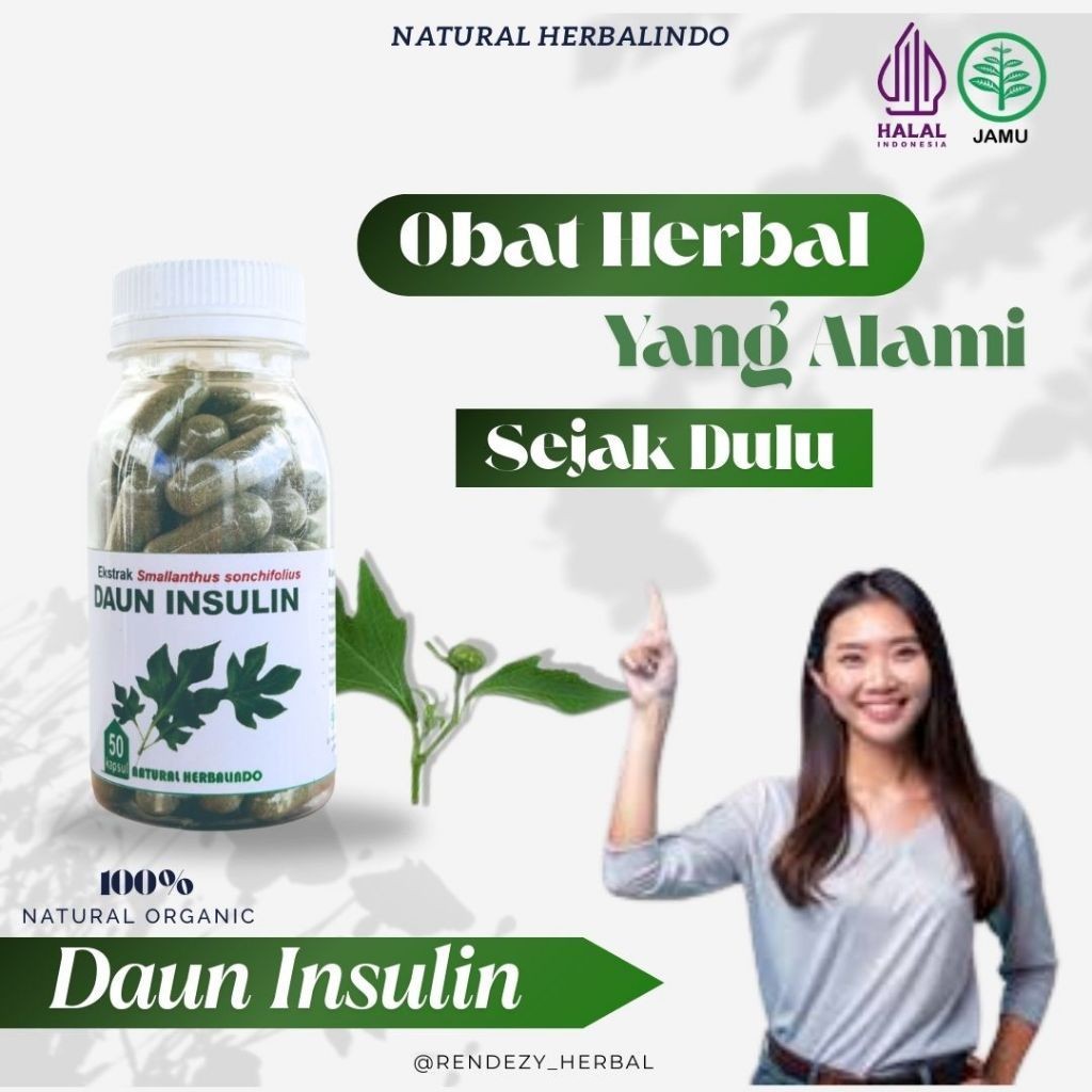 Insulin Leaf Capsules 50pcs 500mg Indonesian Herbal Support