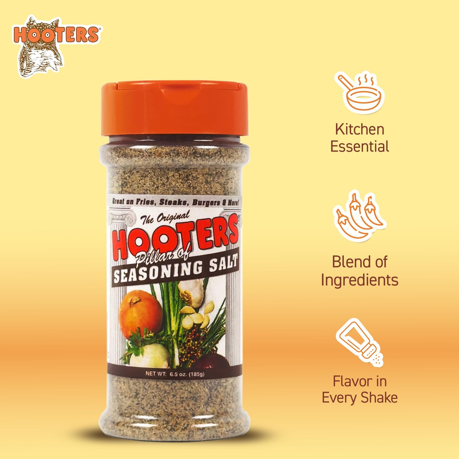 The Original Hooters Seasoning Salt – Onion & Garlic 6.52 Ounce (Pack of 1)