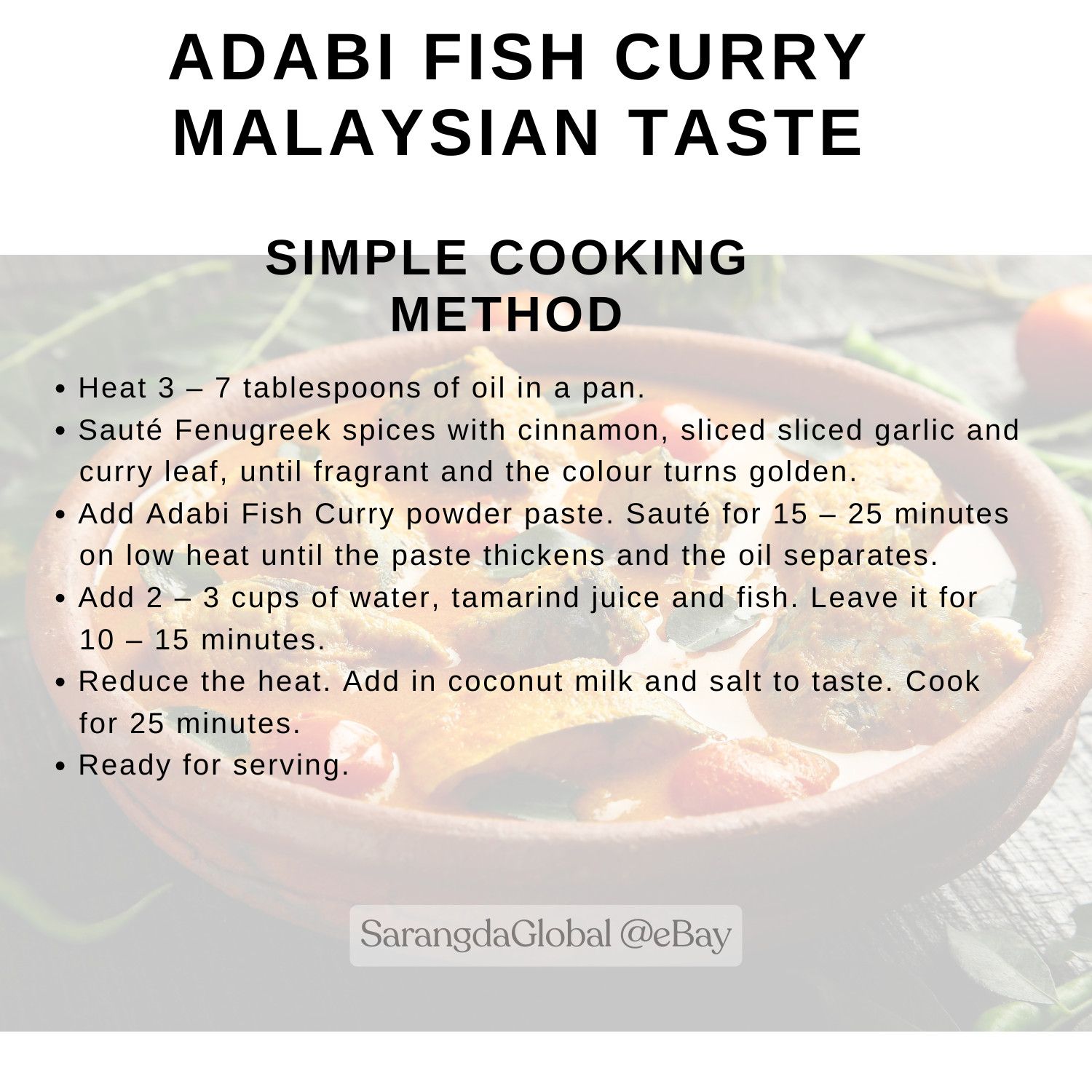 Adabi Fish Curry Powder 24 gm x 10 packs Fast Shipping Malaysia