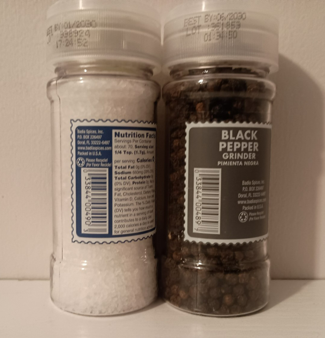 Badia® Sea Salt & Black Pepper Grinder Set Kosher & Gluten Free