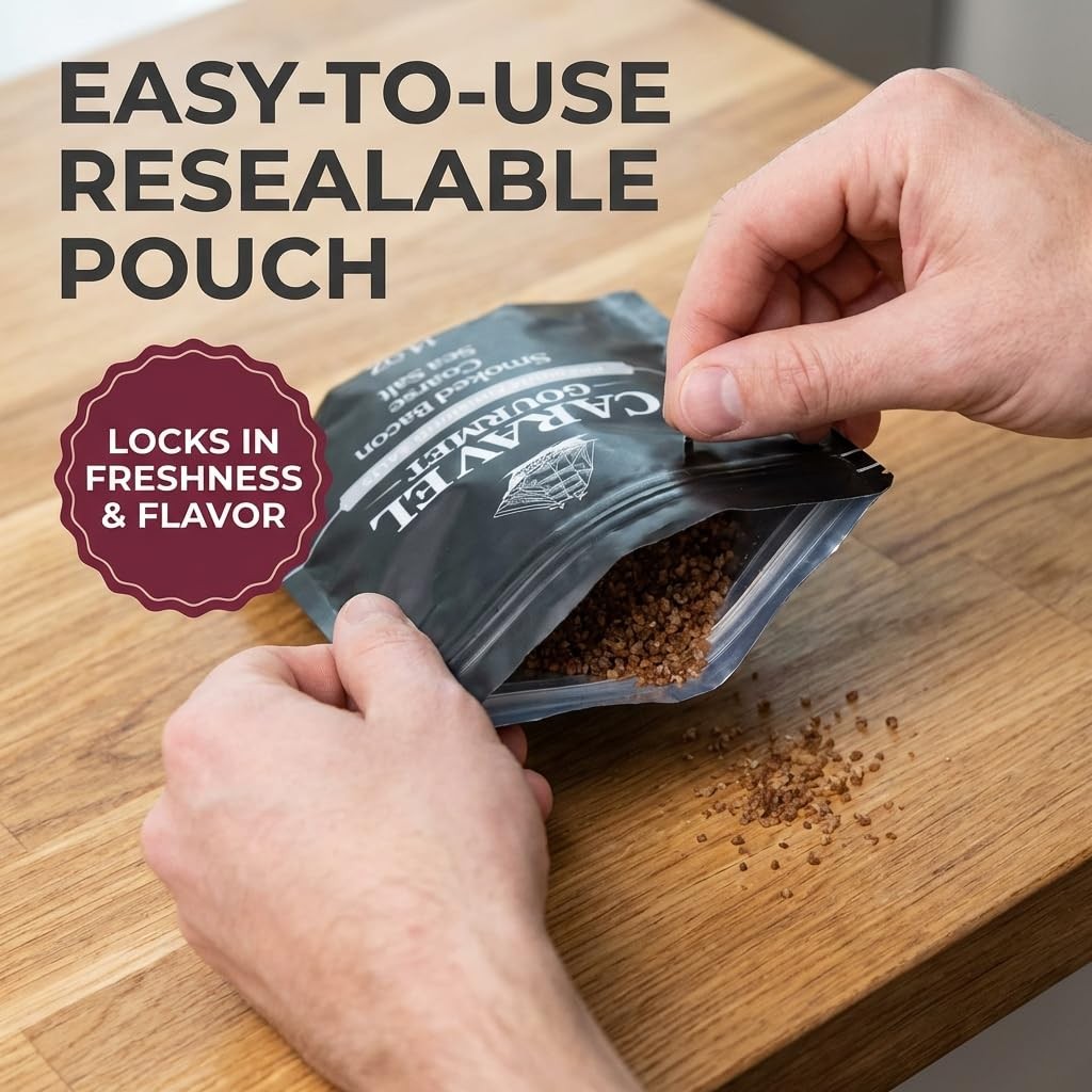 Smoked Bacon Salt for Cooking or Finishing – Natural and Flavorful Coarse Ald…