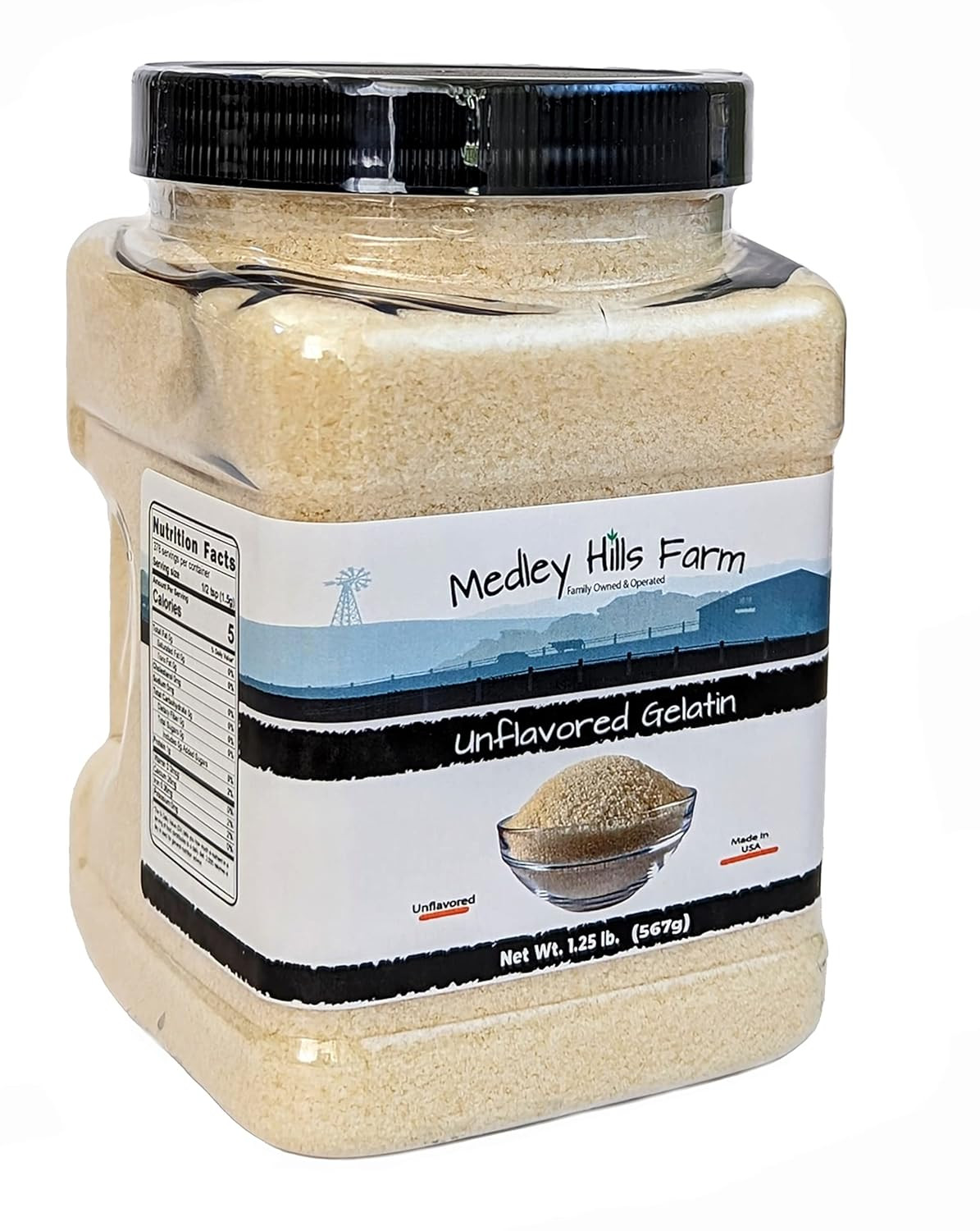 Unflavored Gelatin by 1.25 lbs. in Reusable Container – Gelatin powder unflavor