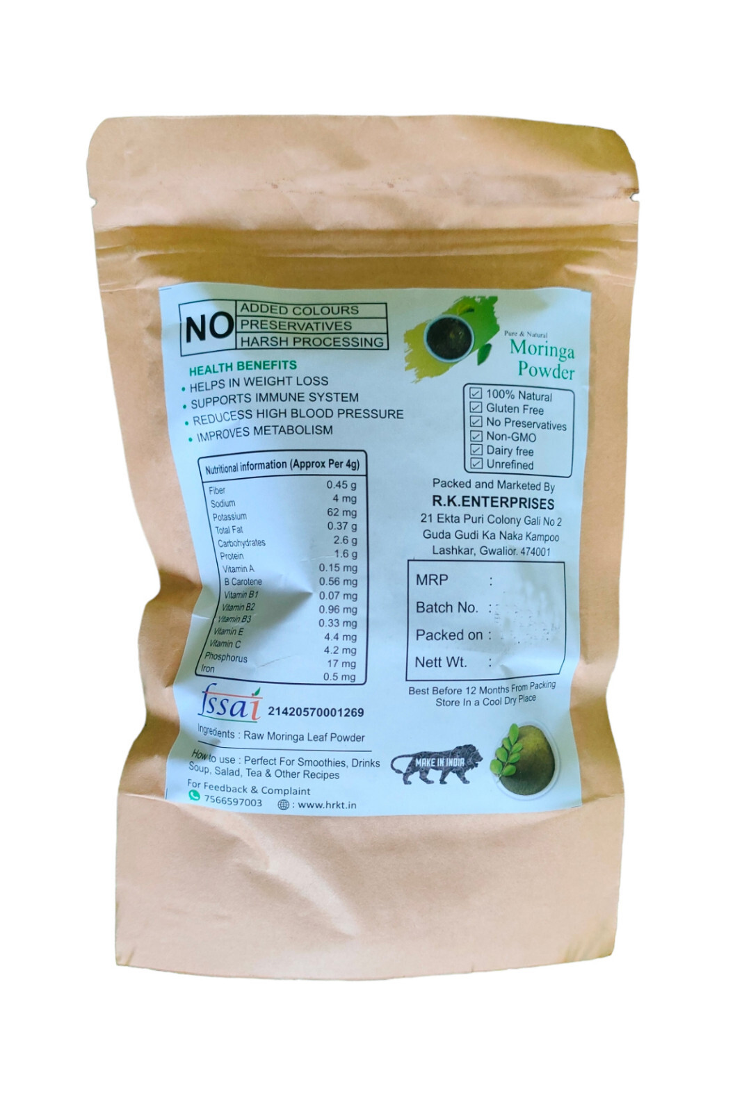 Moringa Leaf Powder Pure & Natural,Boost OverAll Health (100 g)