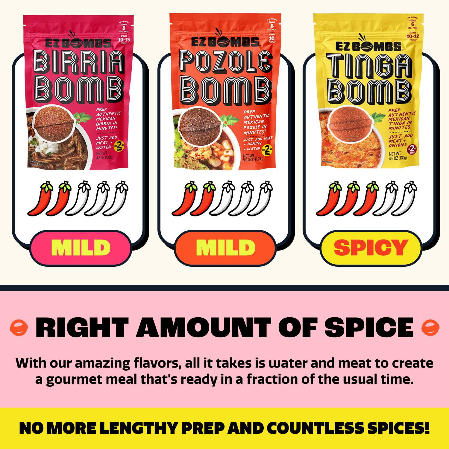 Variety Pack – Pozole, Tinga & Birria Bomb Seasonings – Authentic Mexican Spice