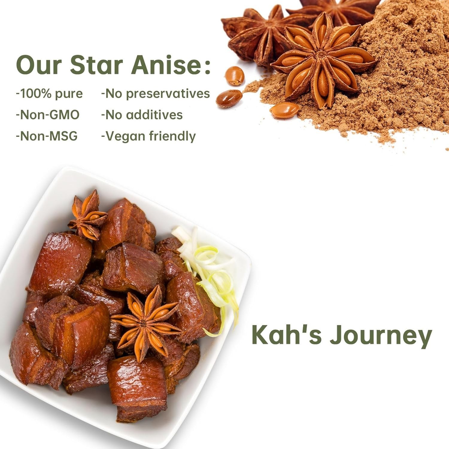 Star Anise Whole 16 Oz for Cooking, Baking, or Brewing Tea, Chinese Star Anise B