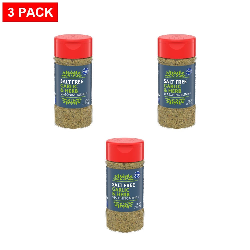 Kroger Salt Free Zesty Blend Garlic Herb Seasoning 2.5 oz – Pack of 3