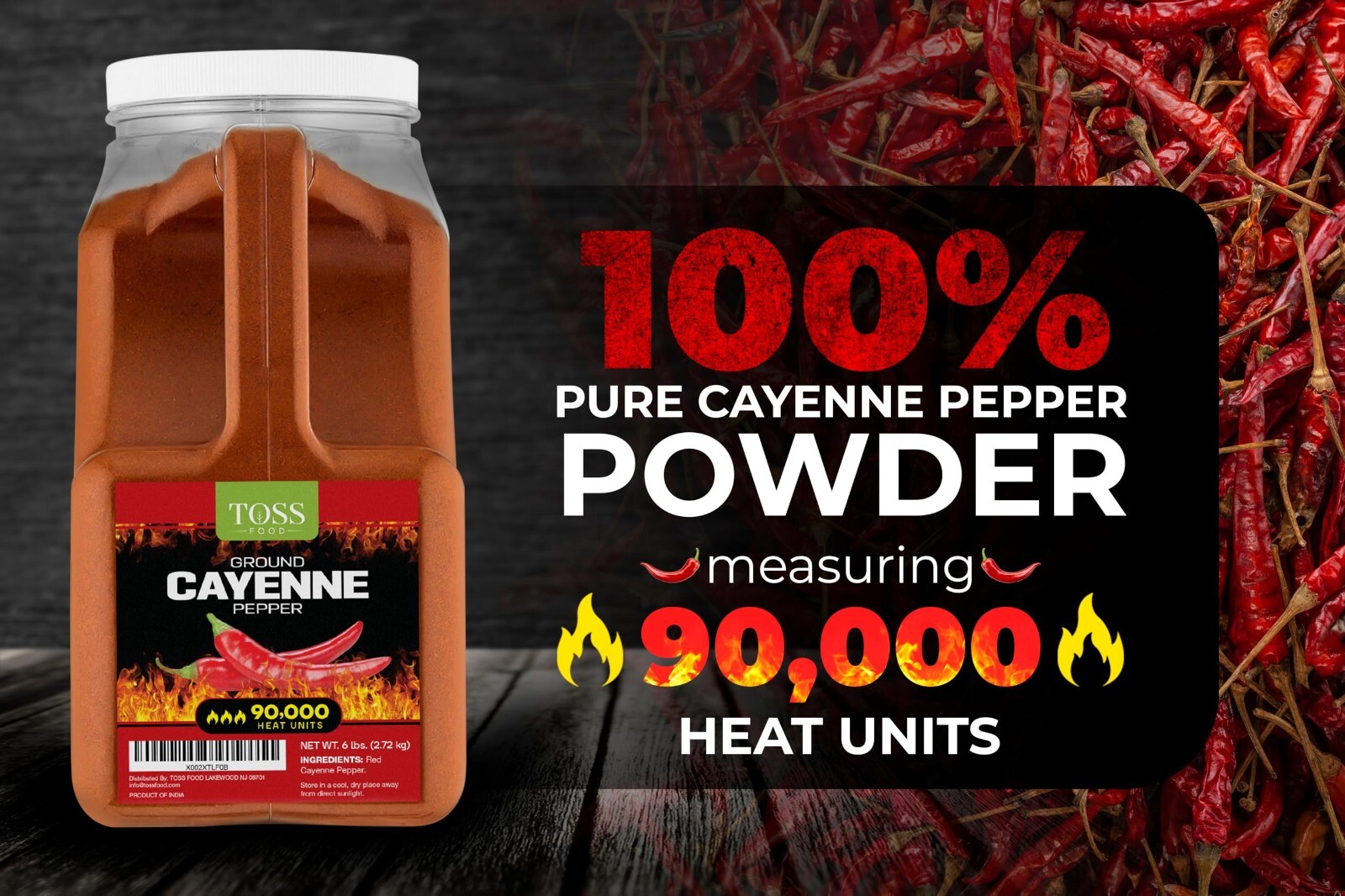 Extreme Hot Cayenne Pepper Powder Bulk 90,000 Heat Units 6LB Ground Cayenne Powd