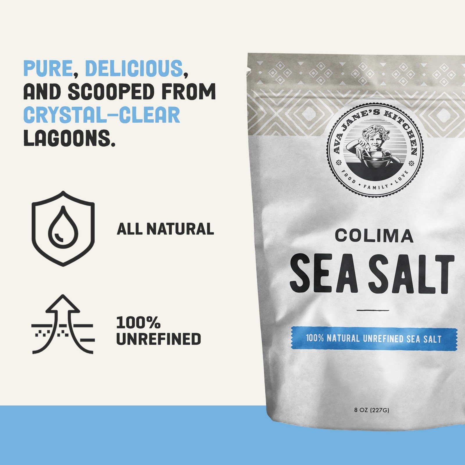 Ava Jane’s Kitchen – Colima Coarse Sea Salt – 100% Unrefined, Natural, and Ha…