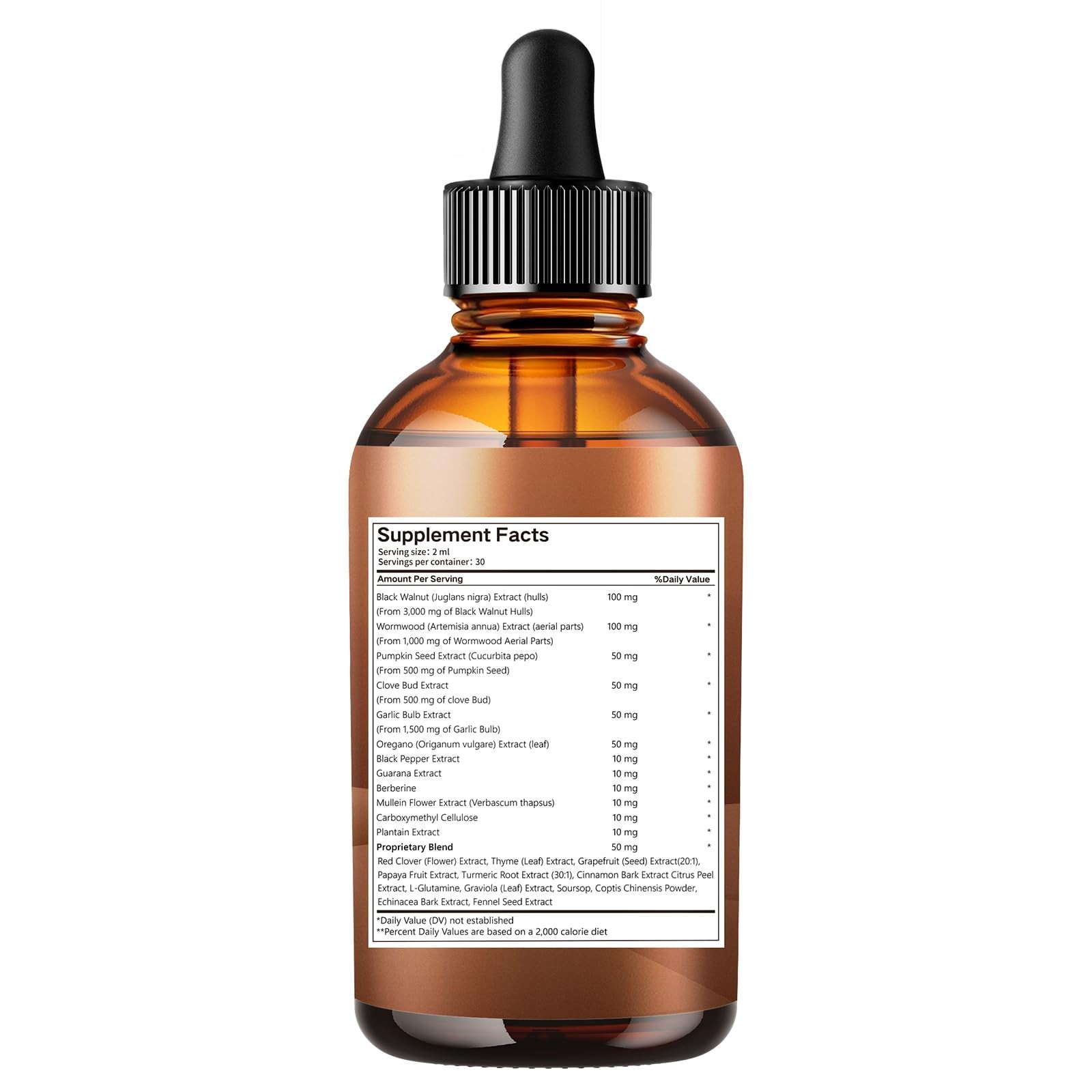 25-in-1 Liposomal Black Walnut Wormwood Clove Tincture, 2 Fl Oz (Pack of 1)