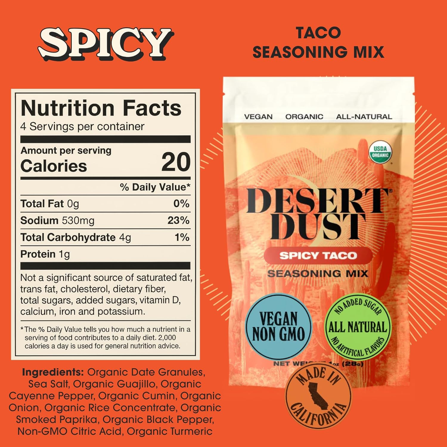 Spicy Taco Seasoning | Bold & Smoky Organic Southwest Spice Blend for Tacos, Faj