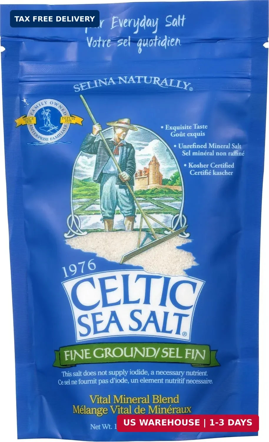 Celtic Sea Salt Fine Ground – Natural Mineral Salt, Sustainably Harvested, GMP C