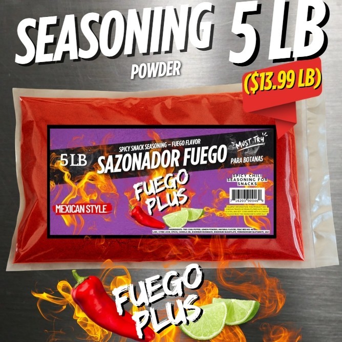 Fuego Seasoning – Extra Spicy Snack Flavor (5 LB) Fuego Sazonador