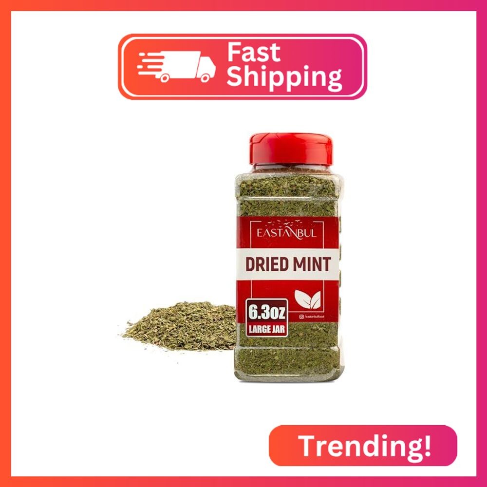 Eastanbul Dried Mint, 6.3oz, Dried Mint for Cooking, Peppermint Leaves, Perfect