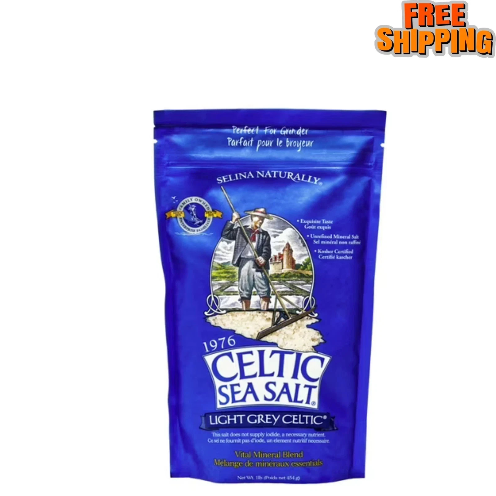 Light Grey Celtic Sea Salt 1 Pound Resealable Bag-fast shipping