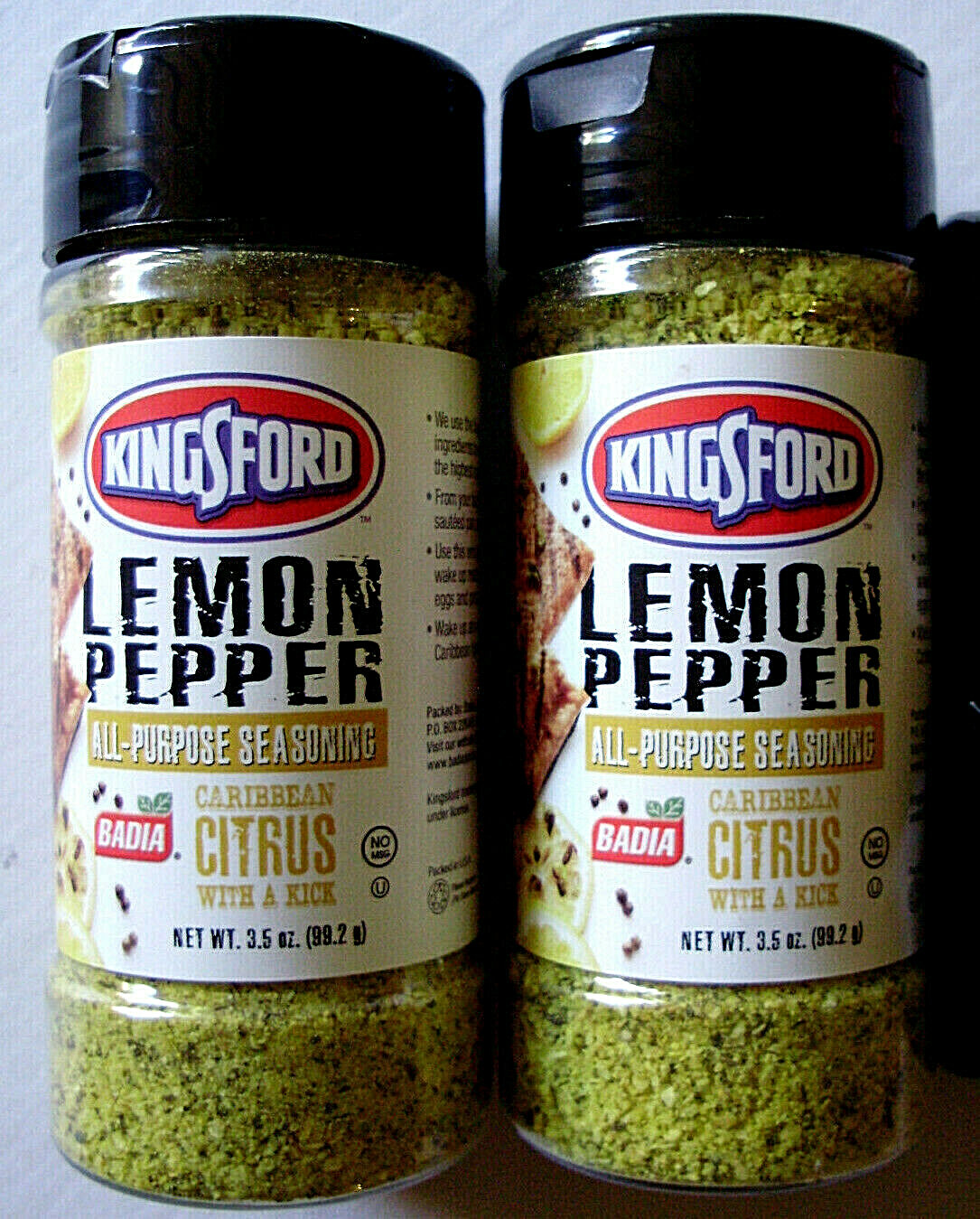 2 Kingsford LEMON PEPPER Carribean Citrus Badia 3.5oz Total BB 2/26
