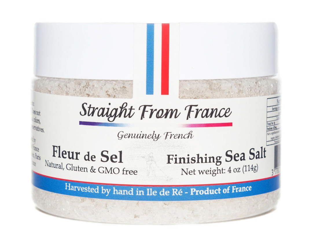 Authentic French Fleur De Sel, Unrefined Hand Harvested Finishing Sea Salt Rich