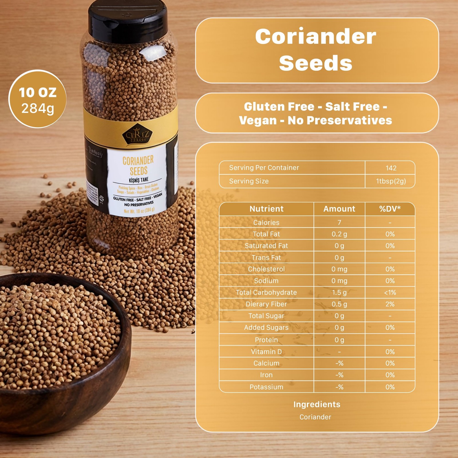 Cerez Pazari Coriander Seeds 10 oz – Whole, Non-GMO, 10 (Pack of 1)