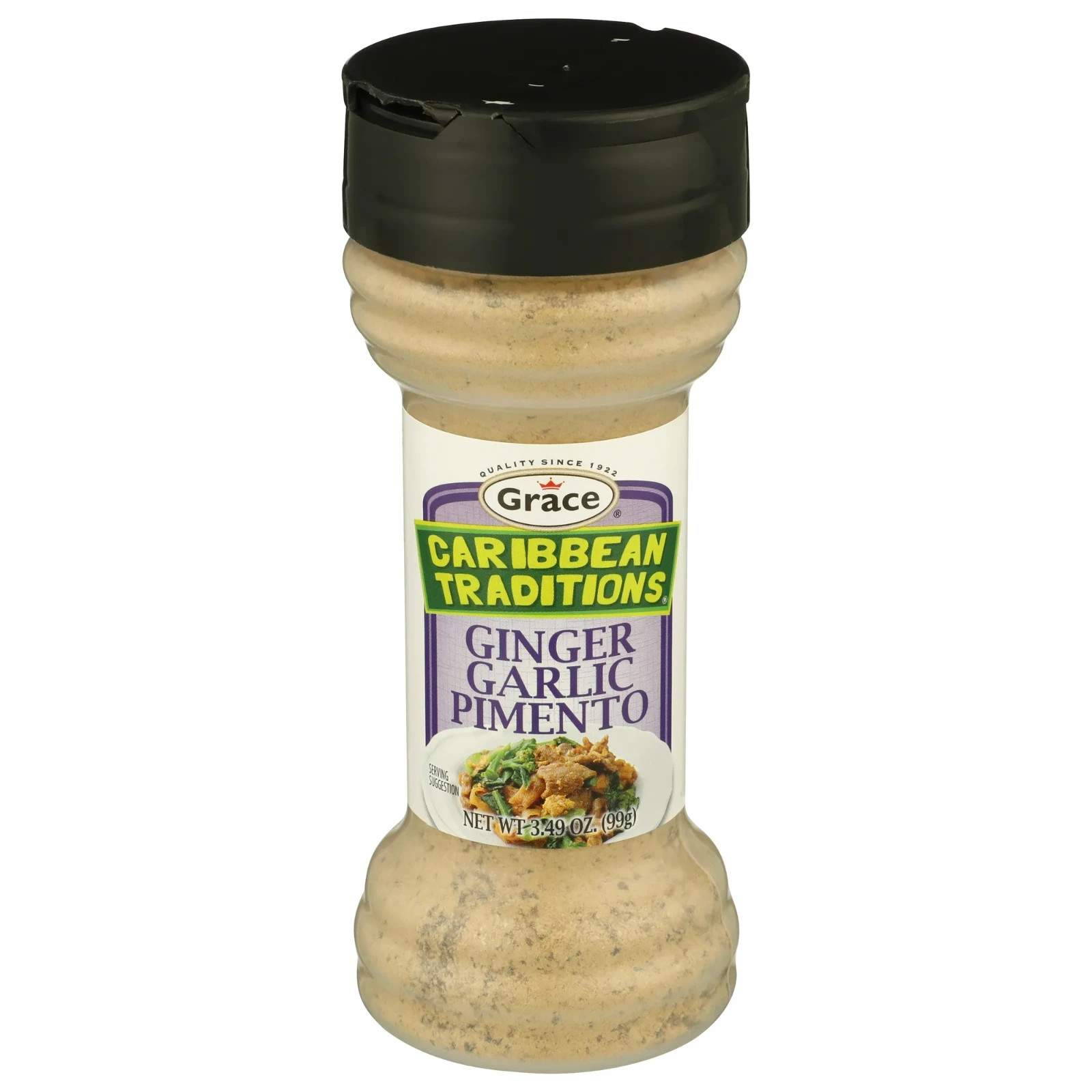4 Pack Grace Caribbean Traditions Ginger Garlic Pimento Seasoning, 3.49 oz Each