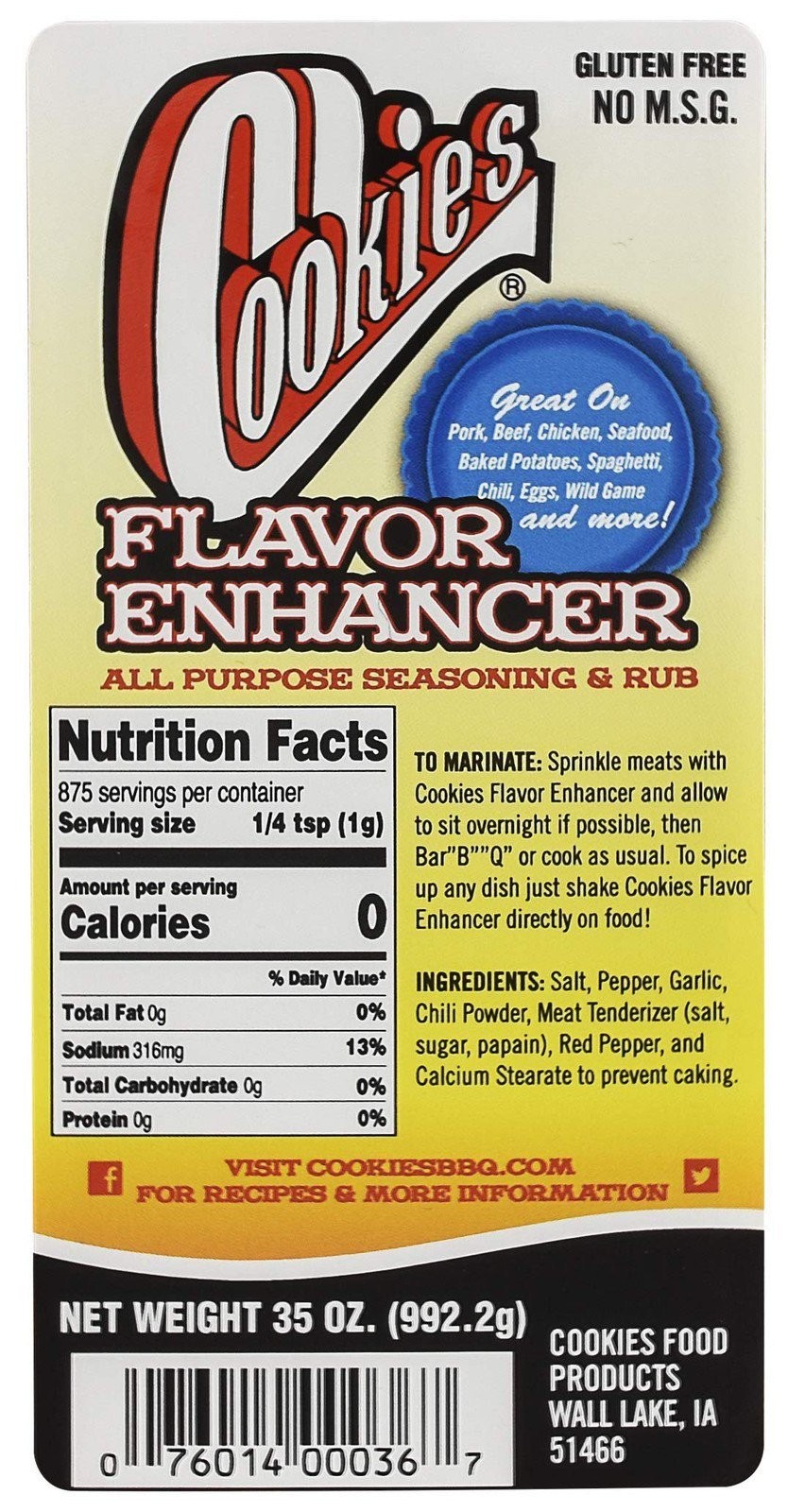 Cookies Food Products Cookies Flavor Enhancer and All Purpose Seasoning, 35 oz