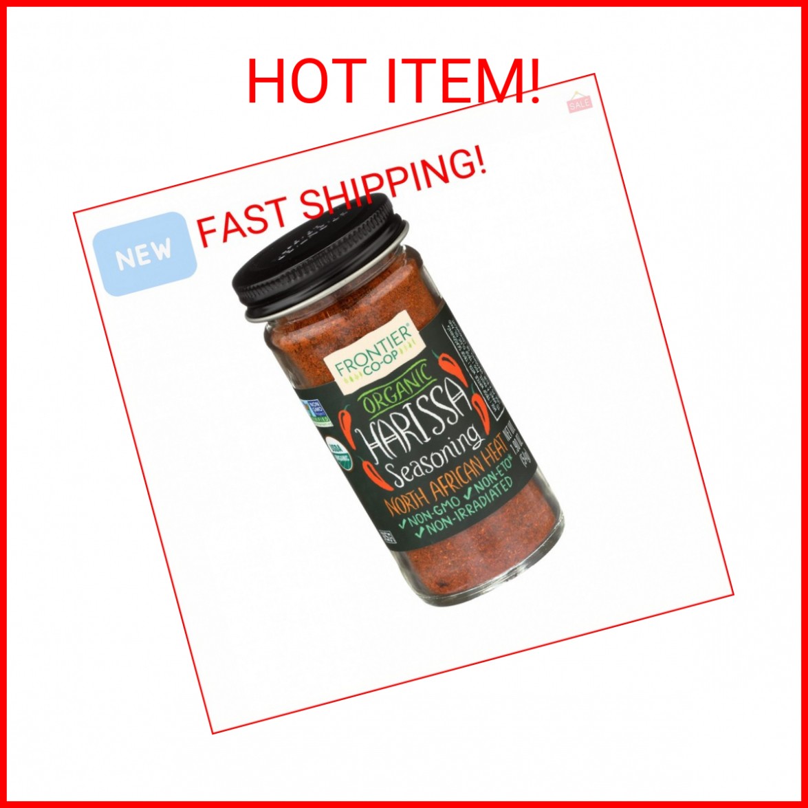 Frontier Co-op Organic Harissa Seasoning, 1.9 Ounce Bottle, N. African Heat with
