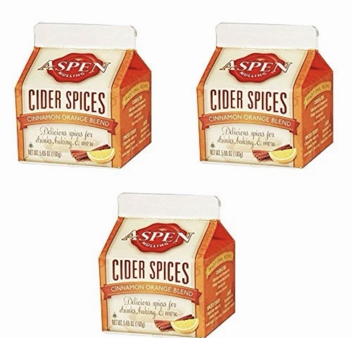 Aspen Mulling Cider Spice – Cinammon Orange Blend – 5.65 oz Carton – Set of 3