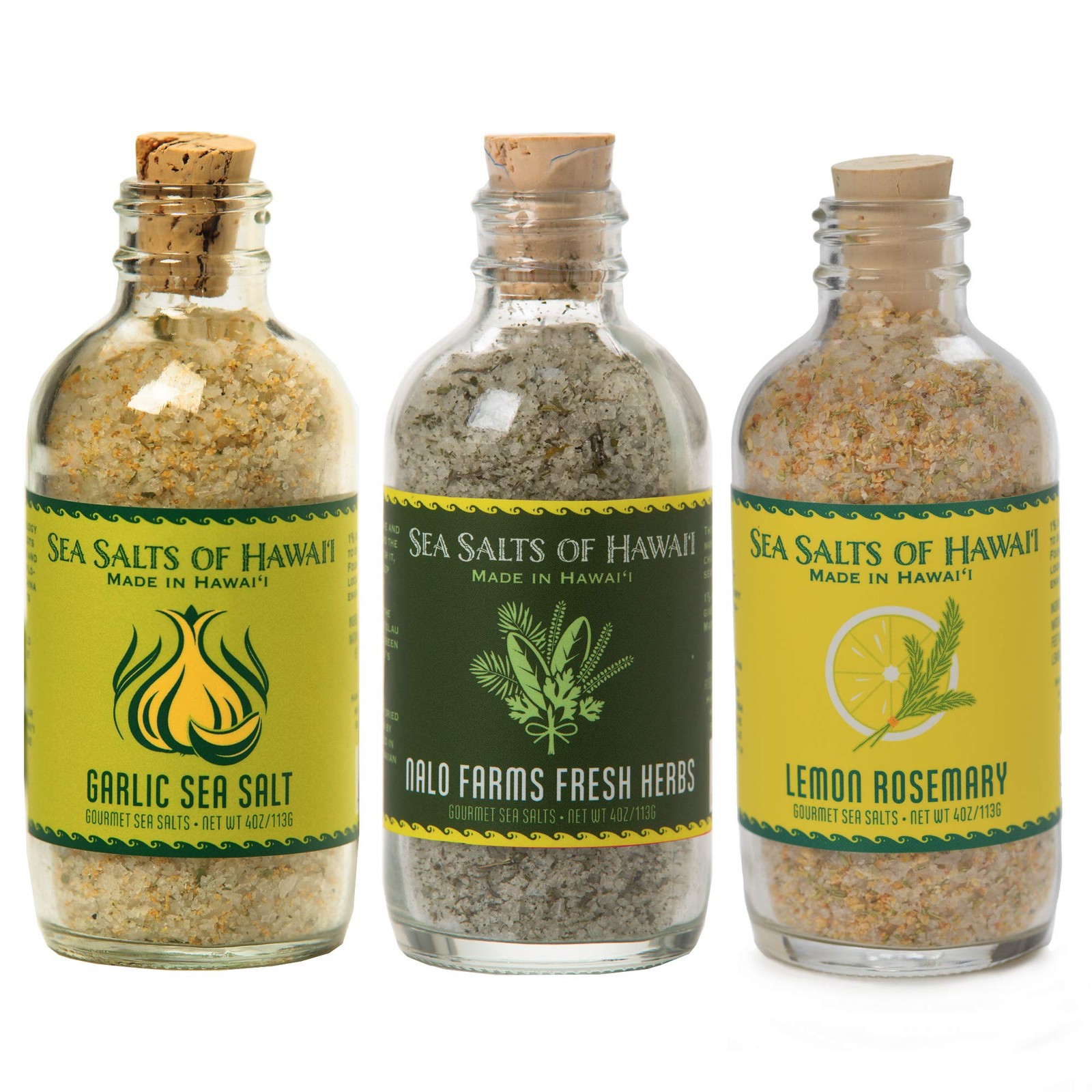 Variety 3 Pack, Lemon Rosemary Salt, Roasted Garlic Salt, Fresh Farm Herbs Fl…