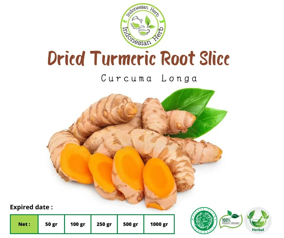 Dried Turmeric Root Dry Slice Curcumin Curcuma Longa Premium Organic Herbs Spice
