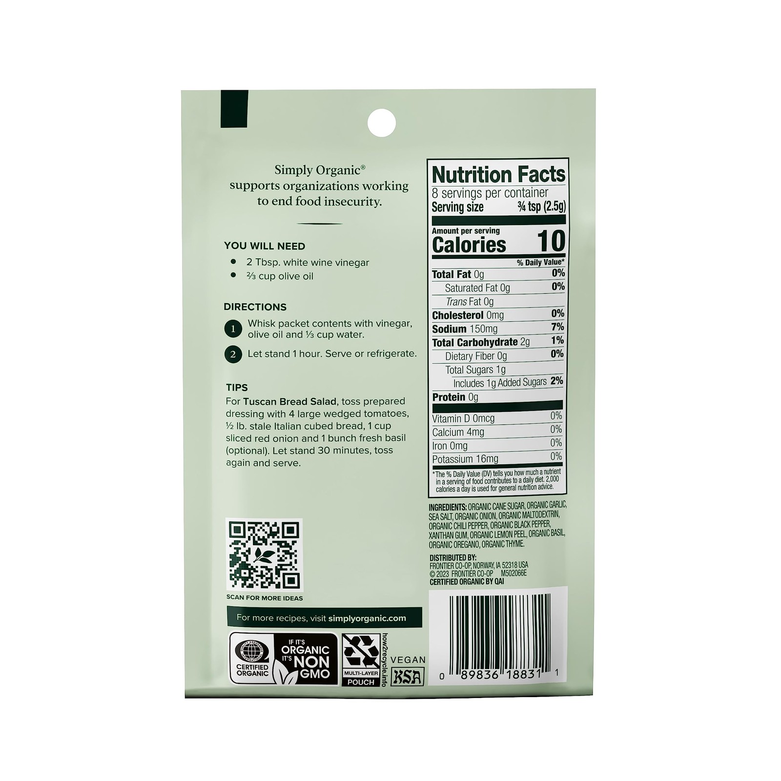 Simply Organic Italian Dressing Mix 0.7 oz Pack of 12 Certified Organic