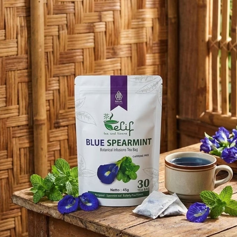Blue Spearmint Tea 45g 30 Tea Bags Herbal Infusion For Daily Ritual Botanical