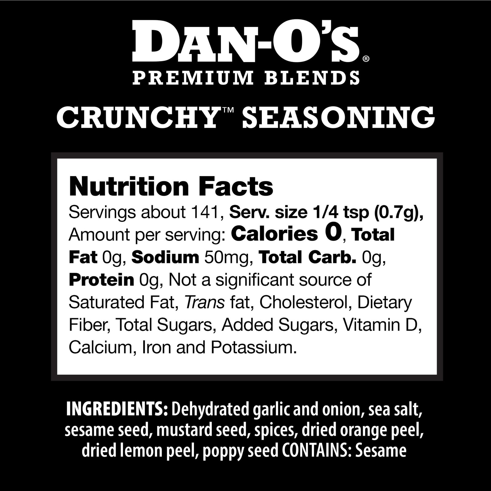 Dan-O’s Crunchy Seasoning, 3.5 oz Bottle, Everything Ounce (Pack of 1)
