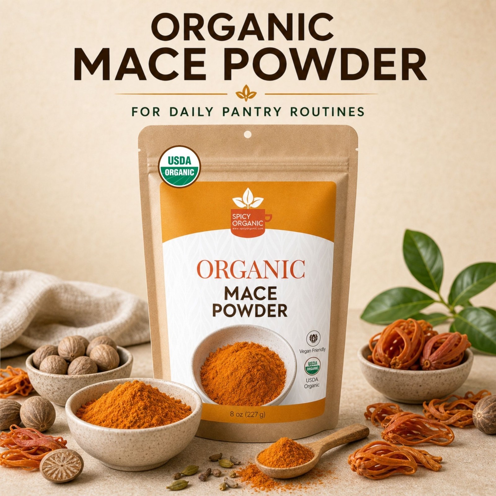 Spicy Organic Mace Ground Powder 2 oz | USDA Organic