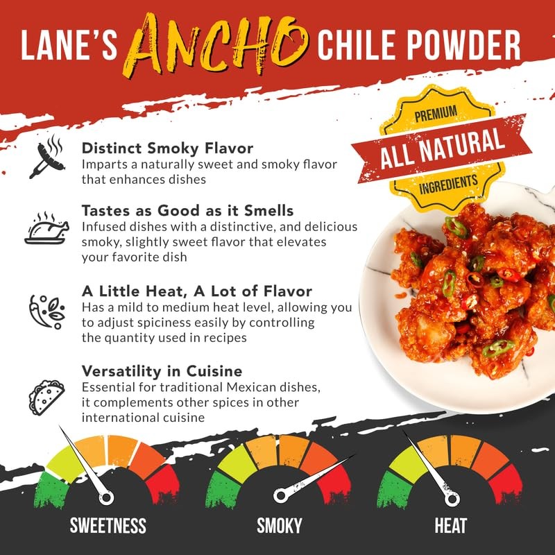 Ancho Chile Powder, 7.3 oz – All Natural Ground Ancho Chili Powder, Sweet & S…